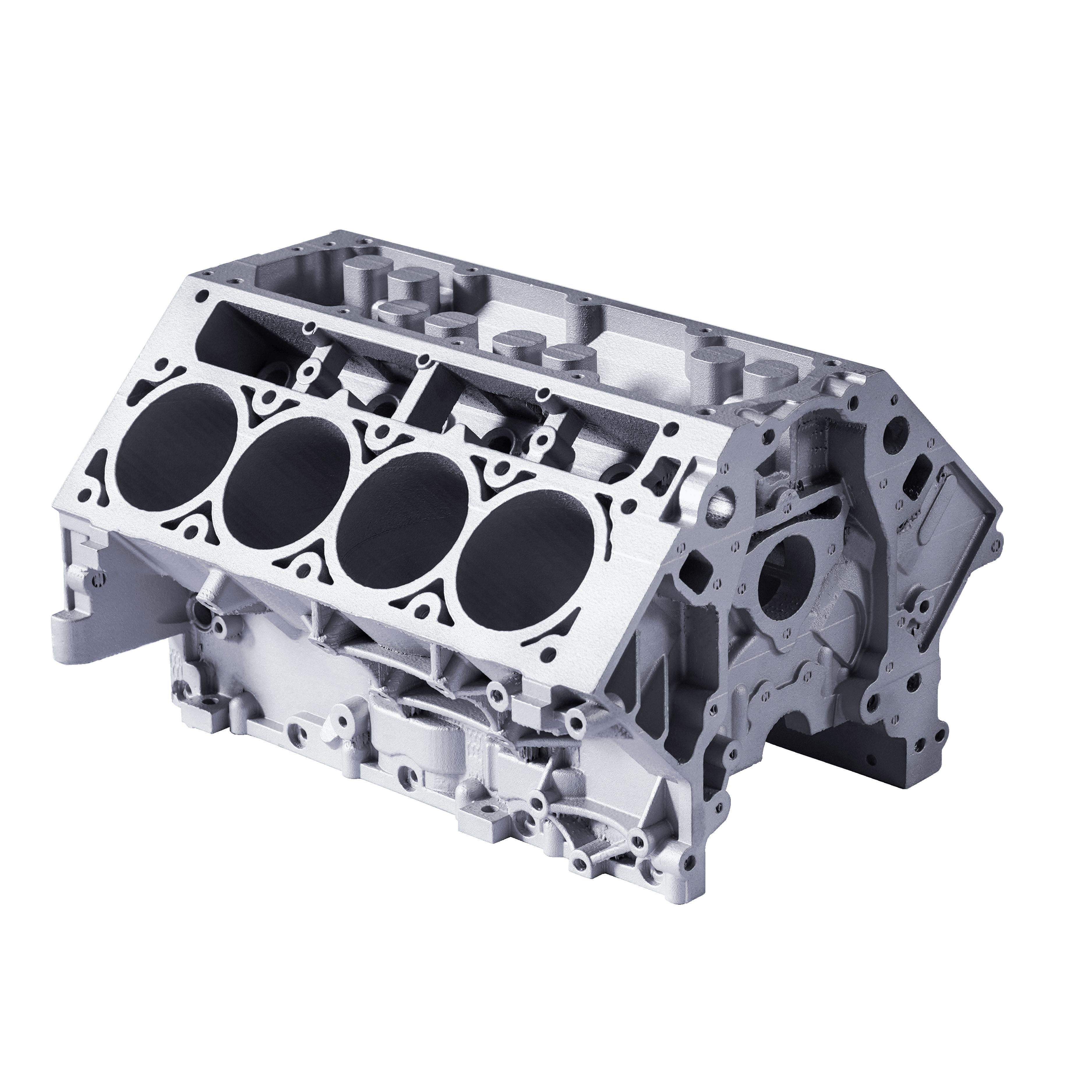Metal 3D printing solutions engine block showcasing complex internal geometry and precision manufacturing