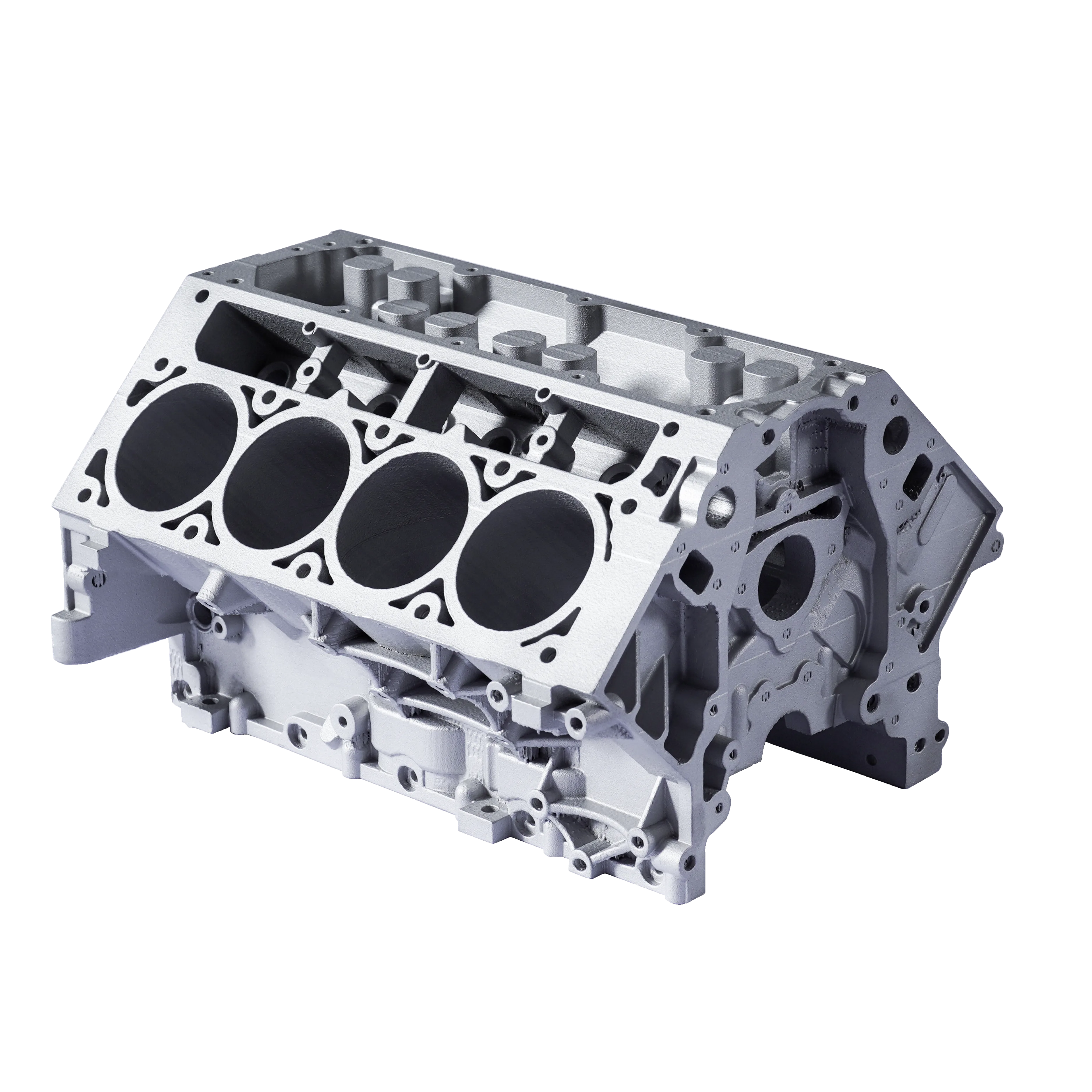 Metal 3D printing solutions engine block showcasing complex internal geometry and precision manufacturing